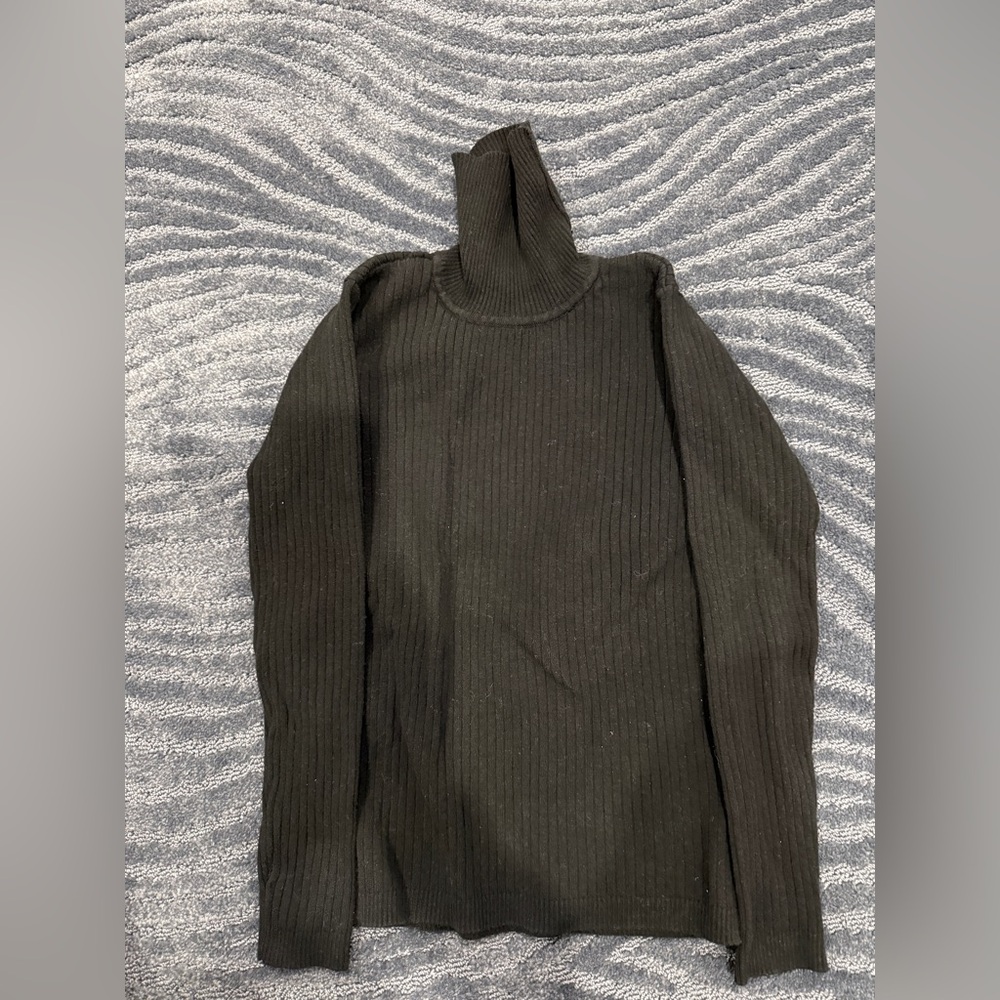 Girls Black Ribbed Turtleneck Sweater